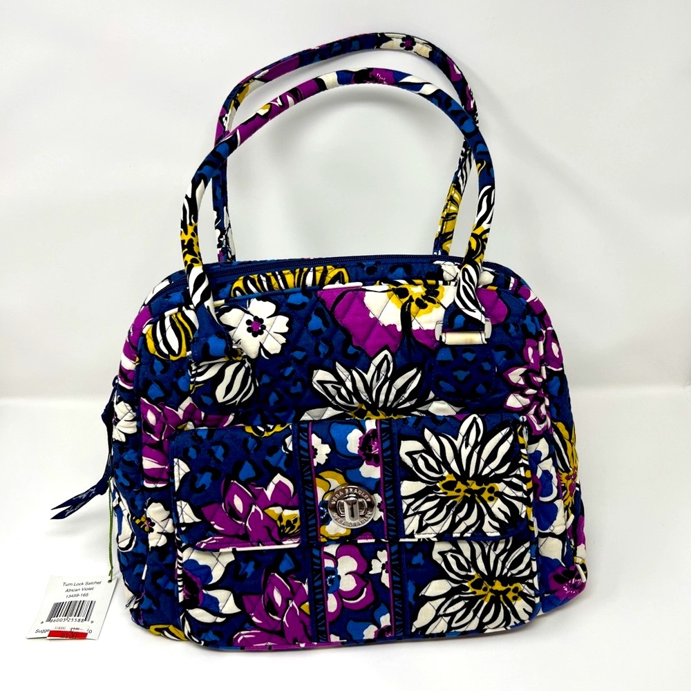 New with tags! Vera Bradley Turn Lock Satchel Purse African Violet
